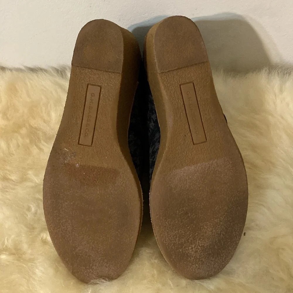 G. H. Bass Houndstooth Cloth and Suede Leather Wedge Moccasin Loafer size 8 - Picture 9 of 13